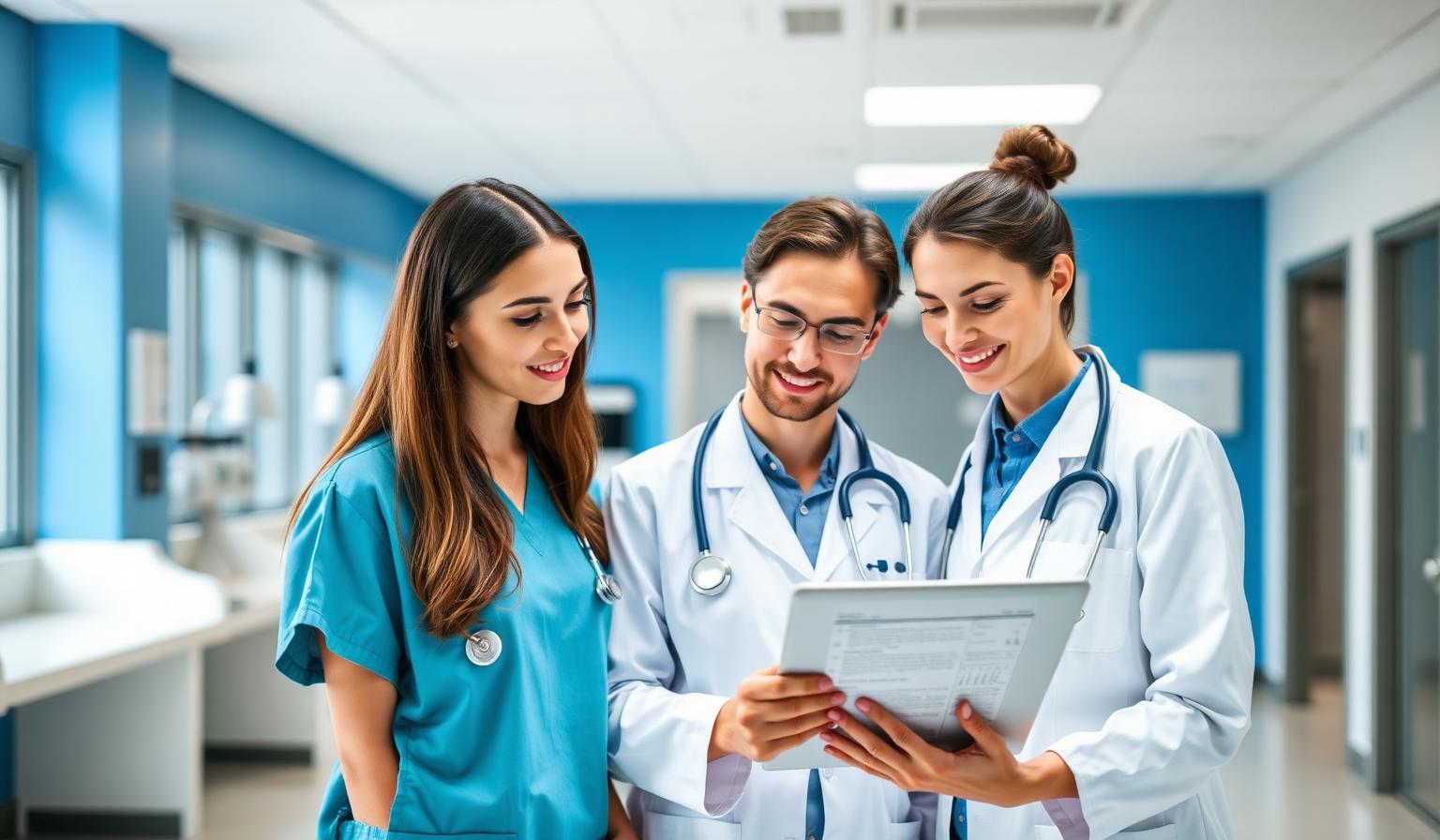 Healthcare team reviewing revenue cycle reports